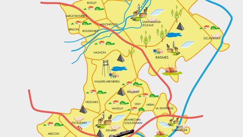 Carte de la Communauté d’Agglomération de la Porte du Hainaut
